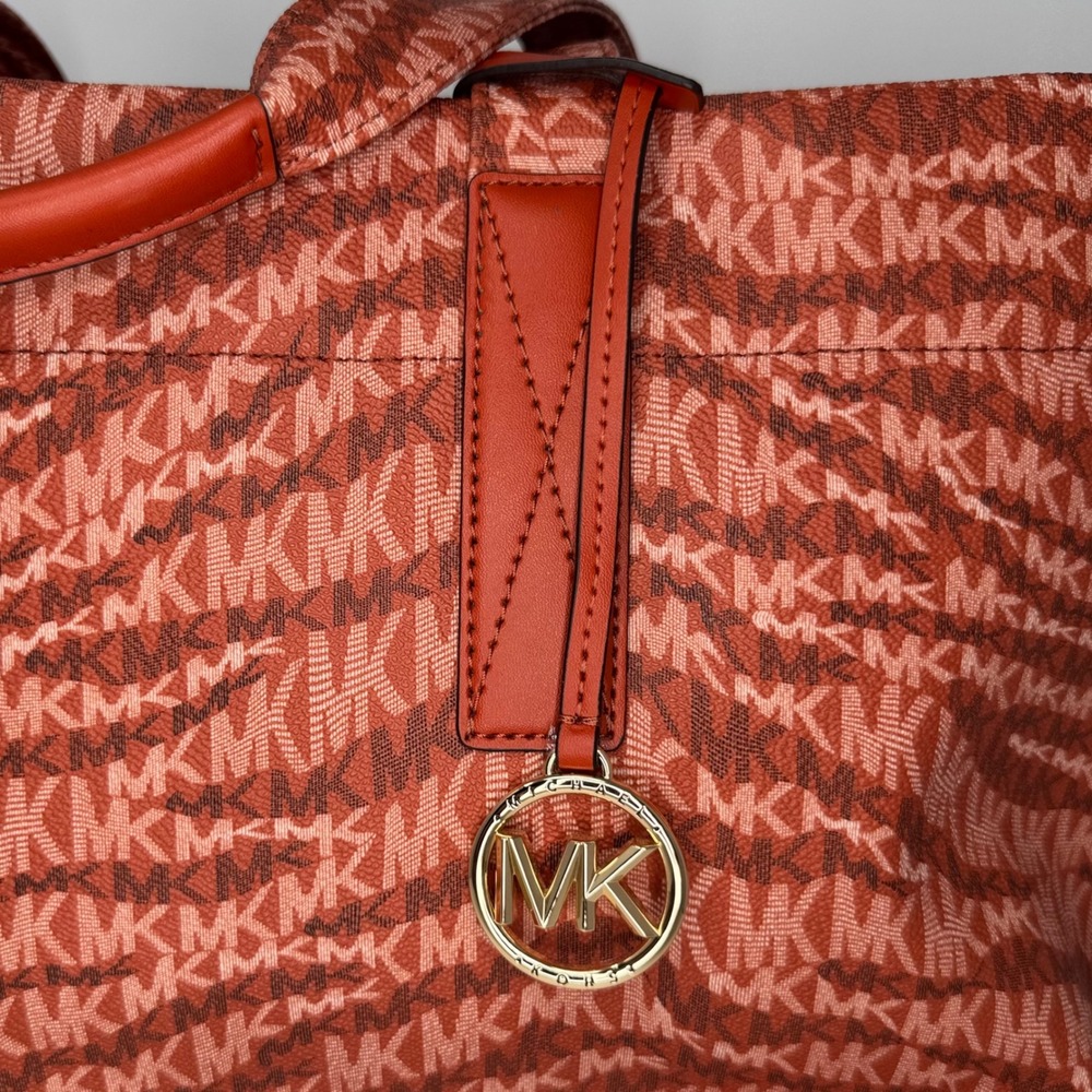 Michael Kors "The Michael" XLarge Animal Print Logo Tote Bag Dark Orange Zebra - Picture 2 of 10